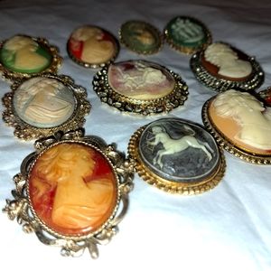 Cameo brooch lot vintage collection estate